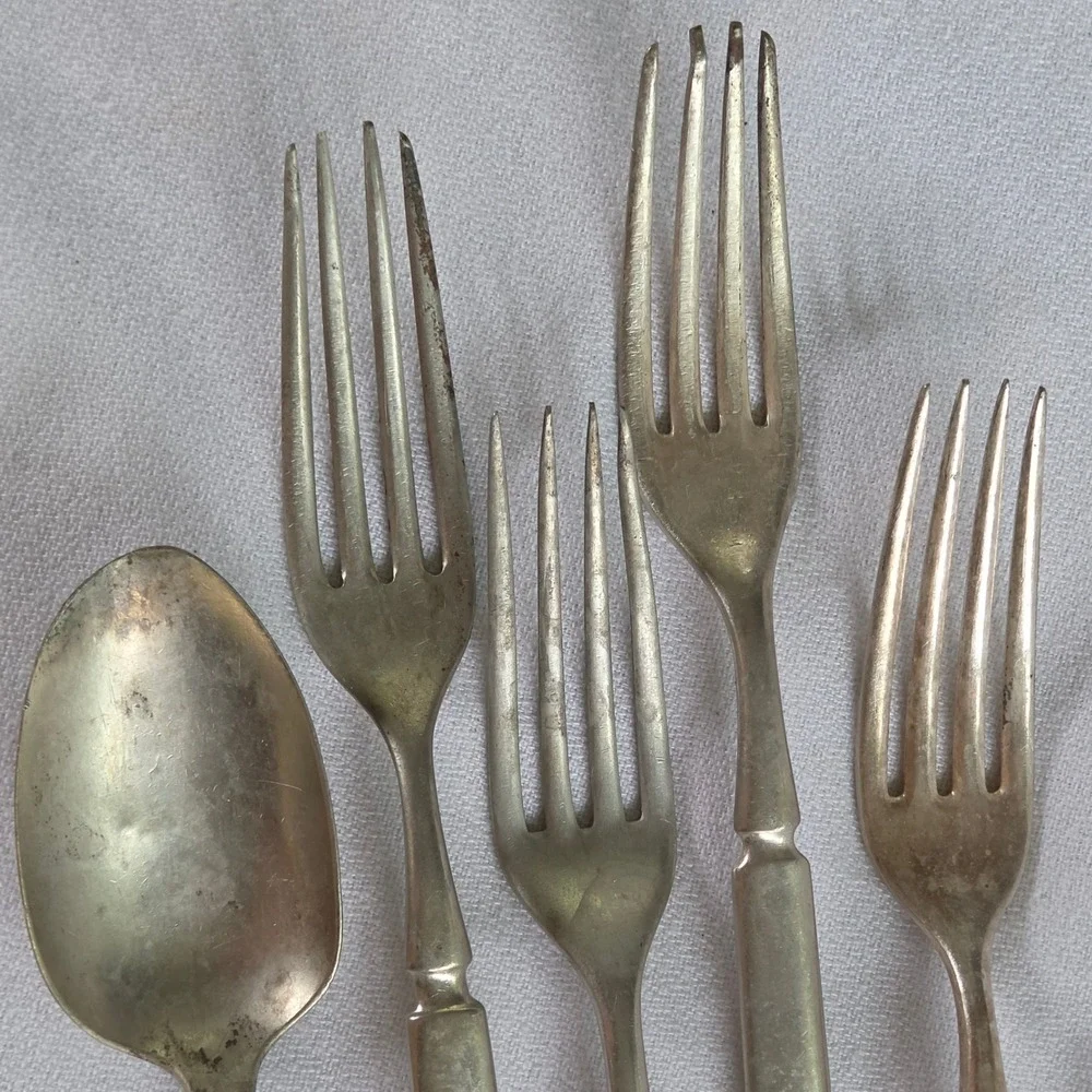 Mixed Brand Flatware Set Silver‎ Fair Antique Silverplate 5pc Lot